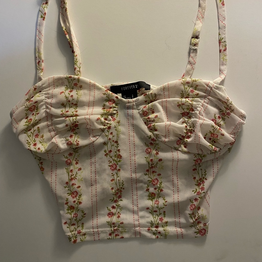 corset style sheer cropped tank top